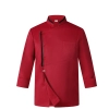 long sleeve contrast him uniform chef jacket kitchen restaurant chef coat Color Red