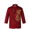 long sleeve fast food restaurant  Chinese dragon embiodery chef jacket  chef coat Color Red