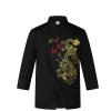 long sleeve fast food restaurant  Chinese dragon embiodery chef jacket  chef coat Color Black