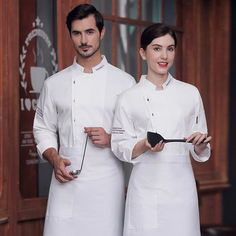 high quality dessert shop invisual button side opening restaurant hotpot chef jacket chef coat