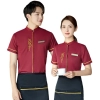 2023 new design tranditional chinease design women men waiter shirt uniform restaurant tea store workwear