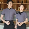 black collar grey waiter casino uniform waiter shirt short sleeve waitress uniform