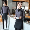 black collar grey waiter casino uniform waiter shirt short sleeve waitress uniform