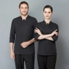 3/4 length inviusal button sleeve chef jacket chef uniforms Color Black