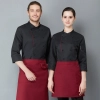 double breasted black button long sleeve chef blouse chef jacket Color Black