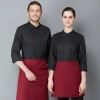 double breasted black button long sleeve chef blouse chef jacket