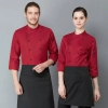 double breasted black button long sleeve chef blouse chef jacket