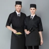 Japanese sushi restaurant chef blouse chef jacket navy blue white black Color Black