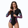 2025 American women gym swimwear  leave printing one-piece swimwear for lady model 1007 Color 1006