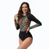2025 American women gym swimwear sexy printing one-piece long sleeve swimwear model 1008 Color 1008