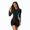 2025 English women gym swimwear slim fit printing one-piece long sleeve swimwear model 1009 Color 1009