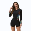 2025 Germany women swimwear tropical plants. printing one-piece long sleeve swimwear model 1010 Color 1012