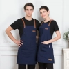 leather straps women men waiter apron long apron Color Navy Blue