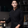 side open 3 metal button restaurant chef coat autumn working wear uniform