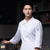 side open 3 metal button restaurant chef coat autumn working wear uniform