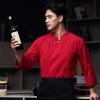 side open 3 metal button restaurant chef coat autumn working wear uniform