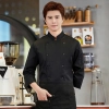 casual loose good fabric restaurant chef baker jacket uniform custom logo Color Black