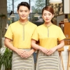 white hem navy bloue color short sleeve waiter uniform shirt pullover