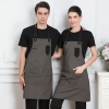 black denim fabric cafe waiter waitress apron uniform Color Grey