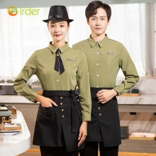 2025 autumn new design restaurant waiter jacket shirt uniform solid color