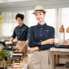 2022 autumn new design restaurant waiter jacket shirt uniform solid color Color Navy Blue