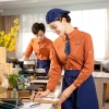 2025 autumn new design restaurant waiter jacket shirt uniform solid color Color Brown