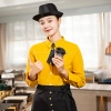 2025 autumn new design restaurant waiter jacket shirt uniform solid color Color Orange