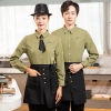 2022 autumn new design restaurant waiter jacket shirt uniform solid color Color Light Green