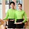 autumn long sleeve restaurant waiter tshirt uniform company team tshirt logo Color Green