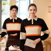 autumn Europe style pathwork women men tshirt polo shirt working wear