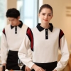 autumn Europe style pathwork women men tshirt polo shirt working wear