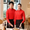 better fabric long sleeve turn down collar tshirt polo staff uniform Color Red