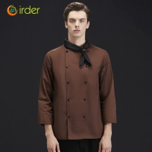 2025 Italy restaurant staff uniform coffee color chef coat men blouse