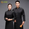 black long sleeve ajustable sleeve women men chef coat chef unifrom