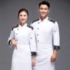 black long sleeve ajustable sleeve women men chef coat chef unifrom