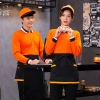 long sleeve autumn acid blue waitress waiter uniform tshirt