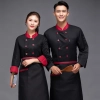black collar coffee color restaurant hotpot chef staff uniform chef coat