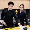 simple classic double breasted wine color chef jacket work uniform