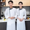gray collar chef jacket uniform for restaurant kitchen staff