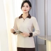 long sleeve contrast collar school uniform housekeep uniform tshirt