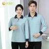 long sleeve contrast collar school uniform housekeep uniform tshirt