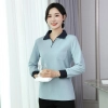 long sleeve contrast collar school uniform housekeep uniform tshirt