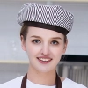 fashion high quality strinpes print europe restaurant che hat waiter waitress cap