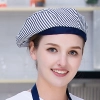 fashion high quality strinpes print europe restaurant che hat waiter waitress cap