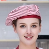 fashion high quality strinpes print europe restaurant che hat waiter waitress cap