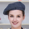 fashion high quality strinpes print europe restaurant che hat waiter waitress cap