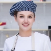 fashion high quality strinpes print europe restaurant che hat waiter waitress cap