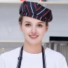 fashion high quality strinpes print europe restaurant che hat waiter waitress cap