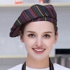 hot sale europe restaurant style waiter hat chef cap checkered print Color Color 13