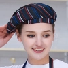 fashion high quality strinpes print europe restaurant che hat waiter waitress cap